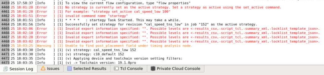 Open session log